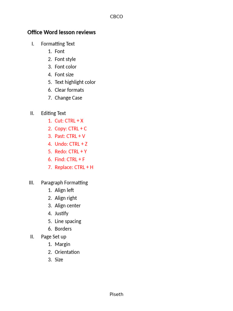 Office Word Lesson Reviews - Elementary-Class | PDF
