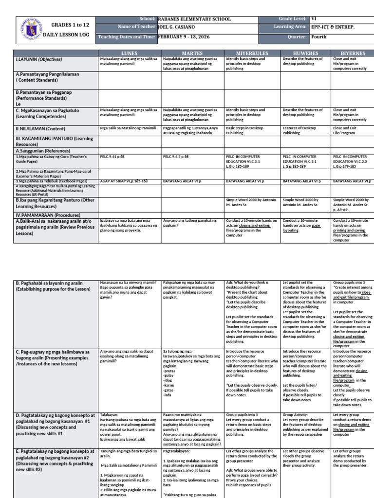 DTC DLL Tle-Ict & Entrep 6 q4 w2 | PDF