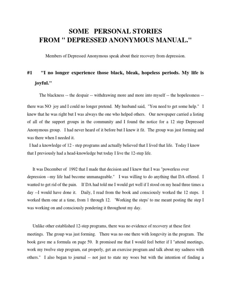 Personal Stories Depression (Mood) Hope
