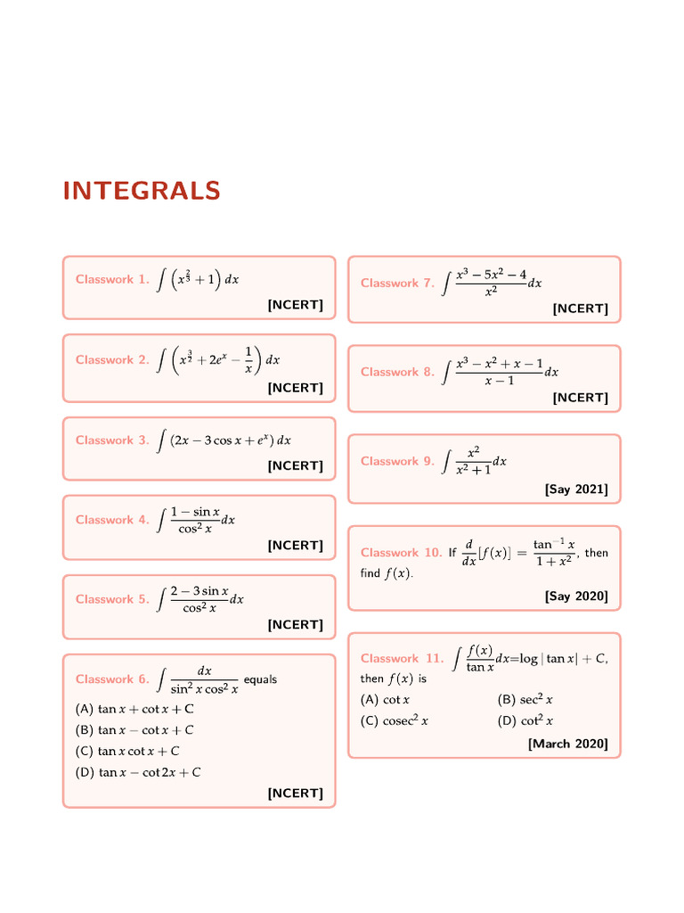 8 Integrals | PDF