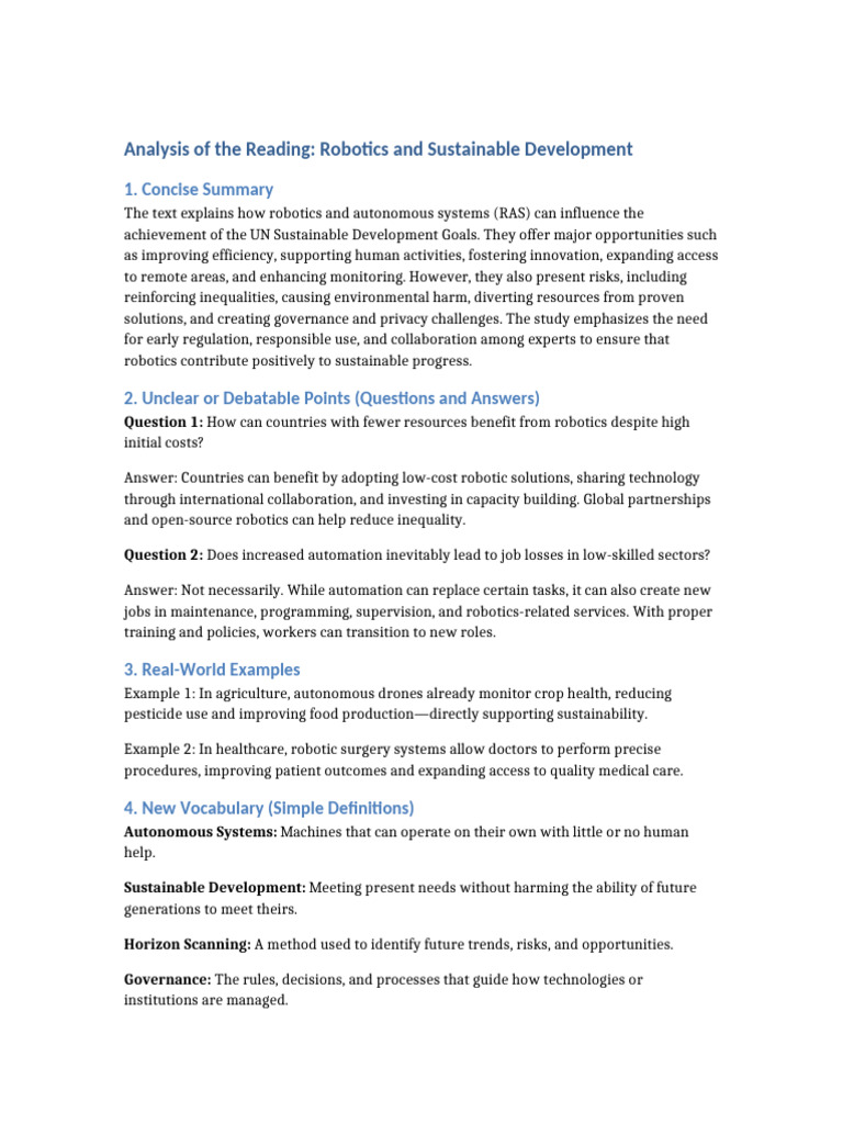 Robotics and SDGs Analysis | PDF