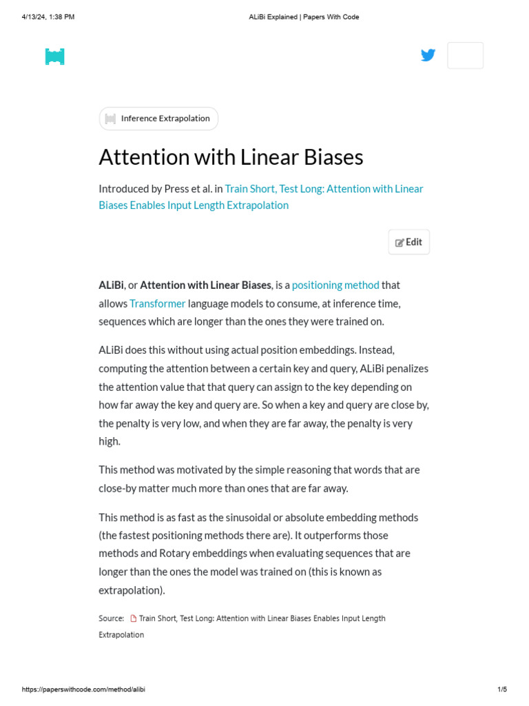 ALiBi Explained - Papers With Code | PDF | Applied Mathematics | Computing