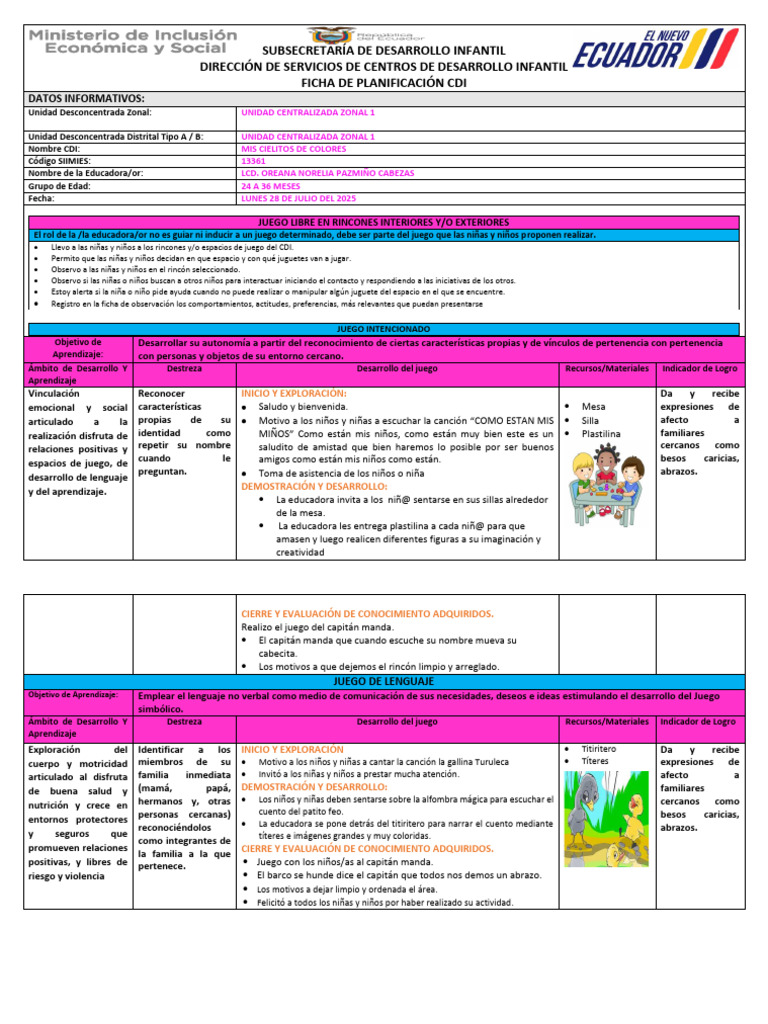 PLANIFICACION DEL 28 AL 31 DE JULIO | PDF | Aprendizaje | Juguetes