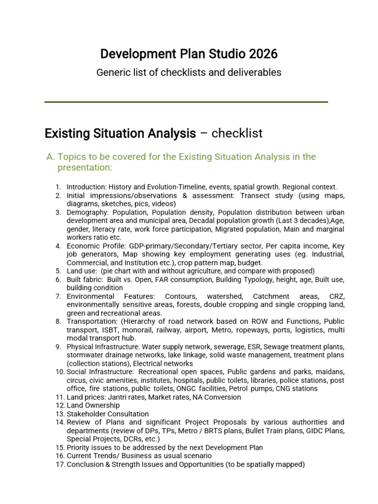 ESA Checklist | PDF | Infrastructure | Transport