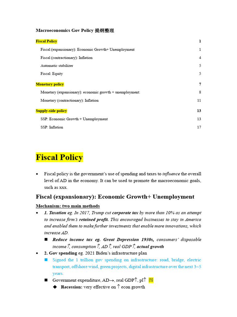 Macroeconomics 2 Policy | PDF | Fiscal Policy | Recession