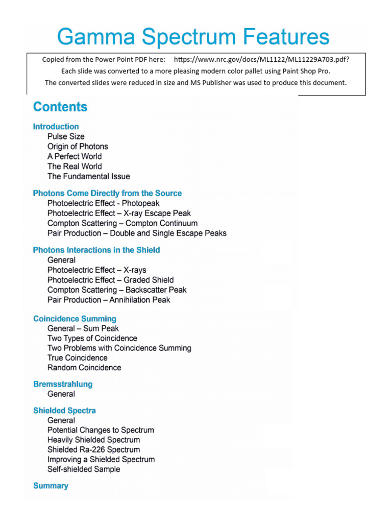 Gamma Spectrum Features | PDF