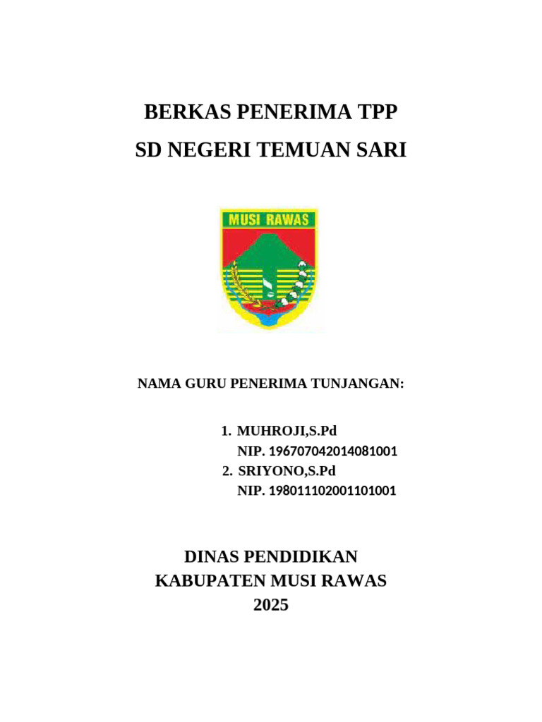 Cover Usulan Berkas Penerima TPP 2025 | PDF