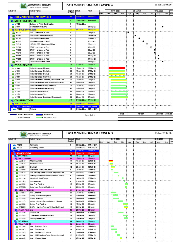 Tower 3 - Detailed Schedule | PDF | Wall | Tile