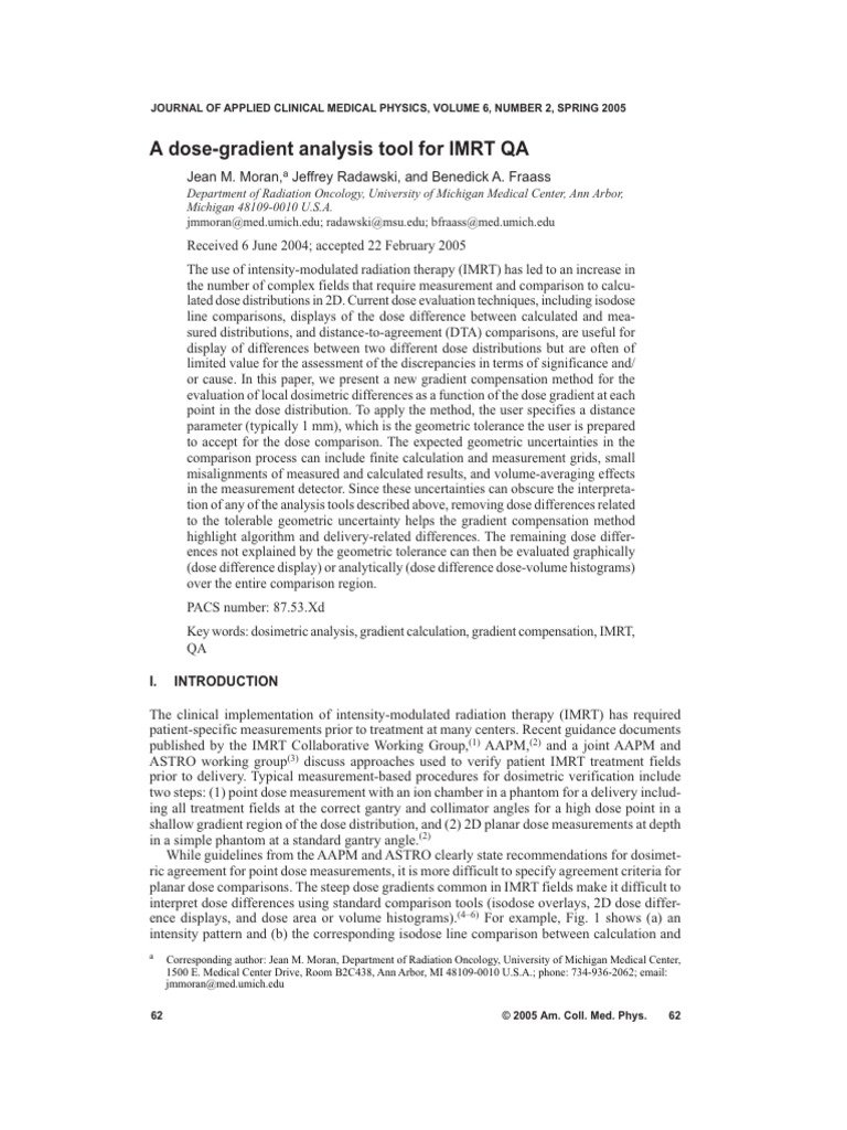 2 - J Applied Clin Med Phys - 2005 - Moran - A Dose Gradient Analysis ...
