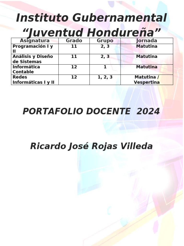 Portafolio Docente 2024 | PDF