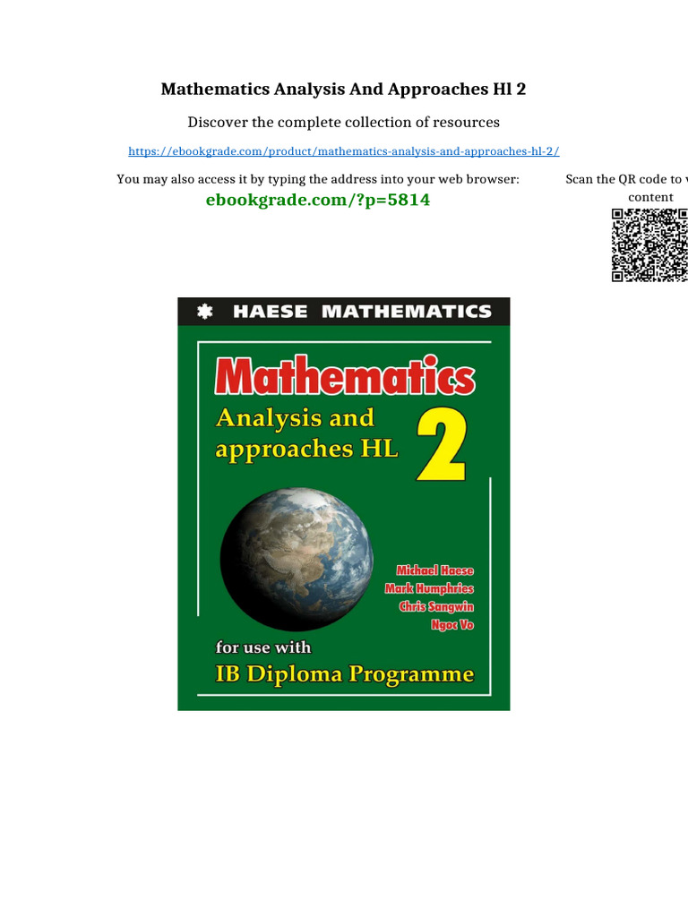 Mathematics Analysis and Approaches HL 2 Available All Format | PDF