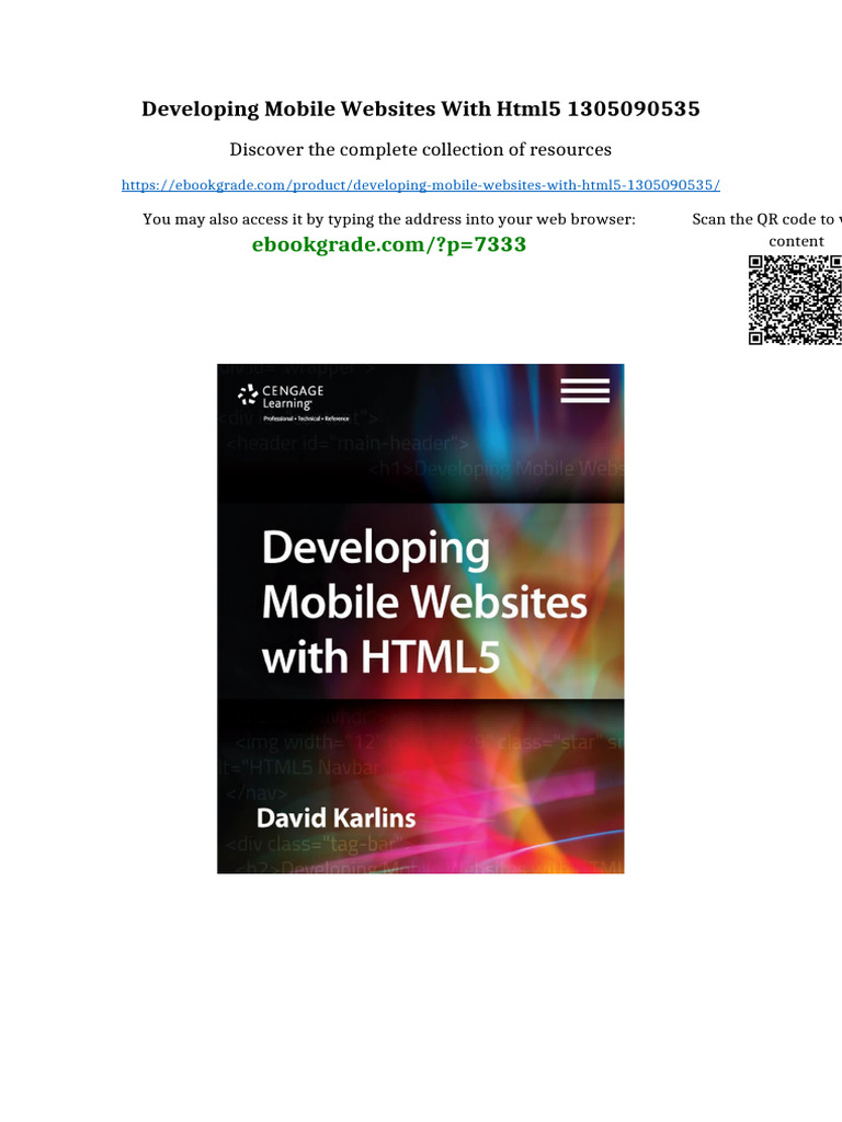Developing Mobile Websites with HTML5 1305090535 full | PDF | Principal ...