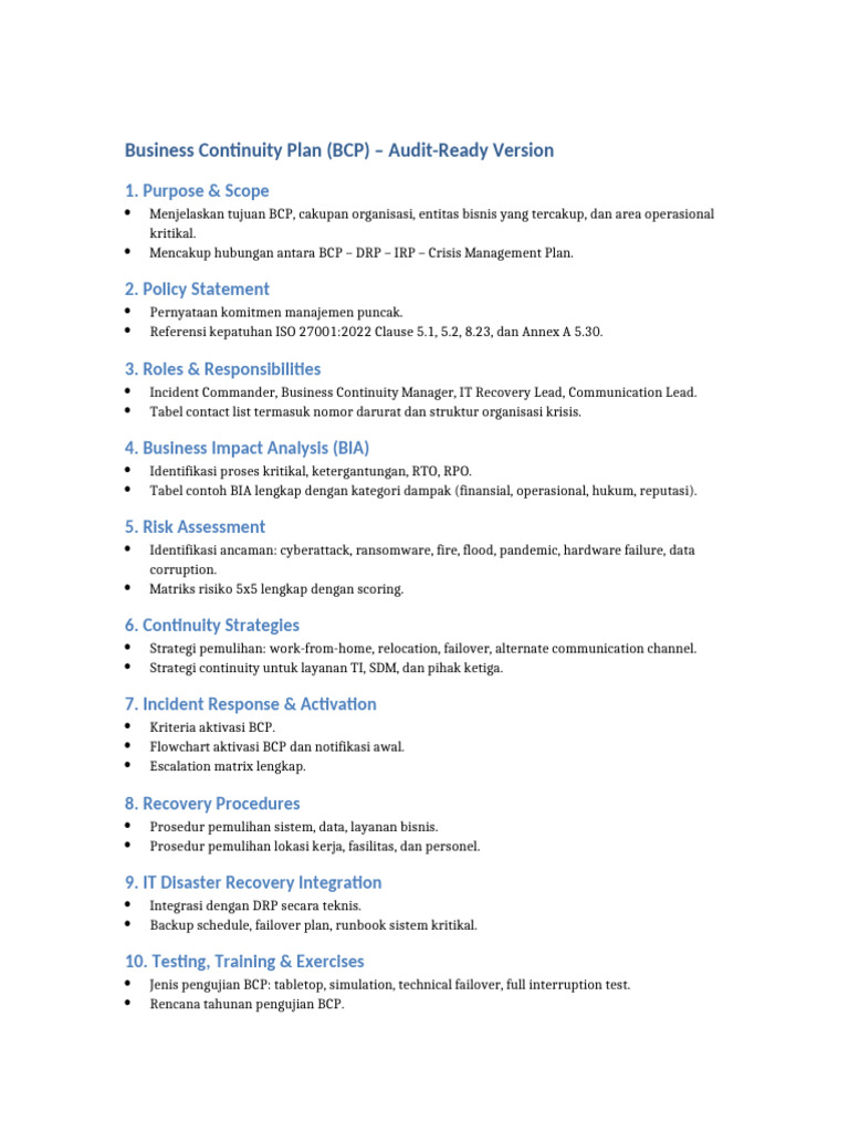 BCP Document Audit Ready | PDF