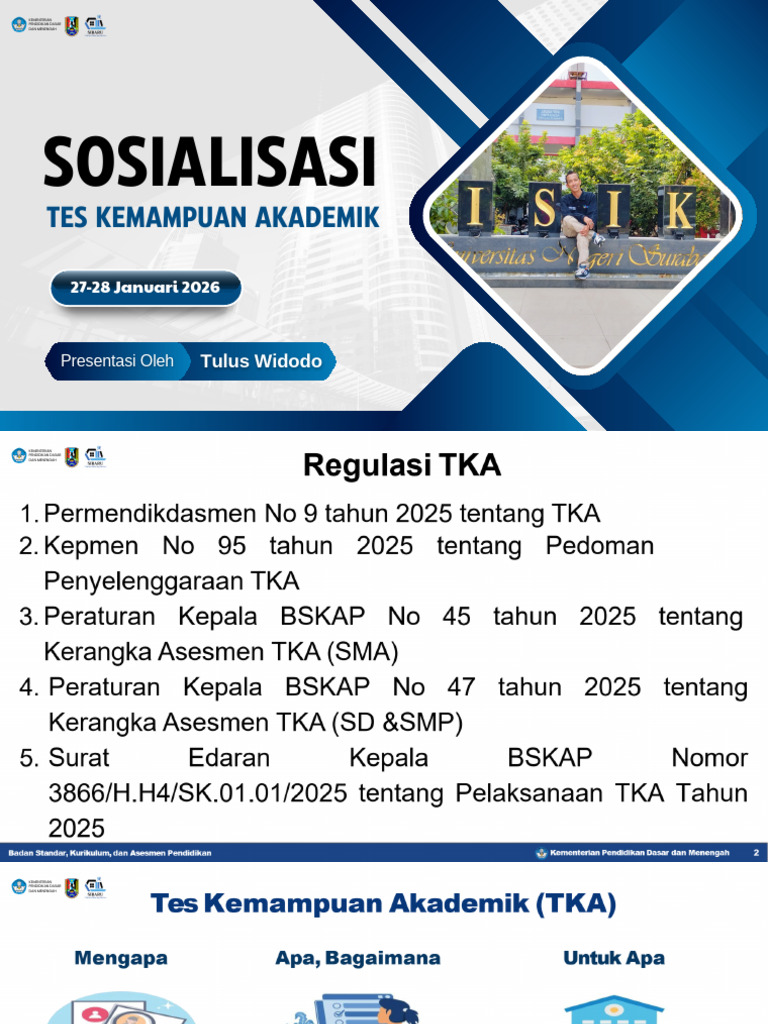 Sosialisasi TKA - Tim Teknis | PDF