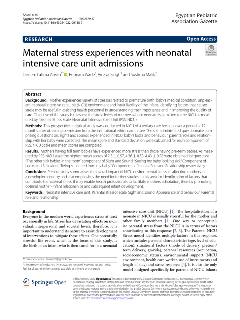 s43054-022-00138-7 | PDF | Neonatal Intensive Care Unit | Preterm Birth