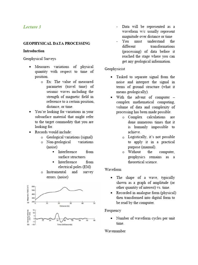 Geophysics Lecture 3 | PDF | Sampling (Signal Processing) | Sine Wave