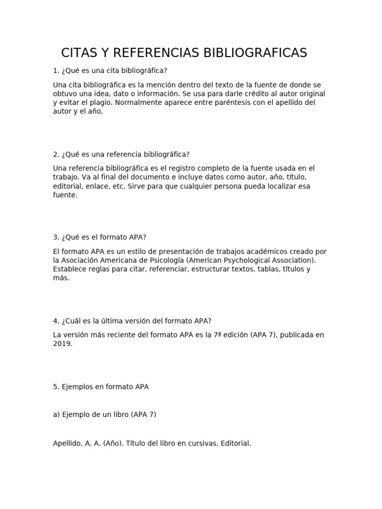 Citas y Referencias Bibliograficas | PDF