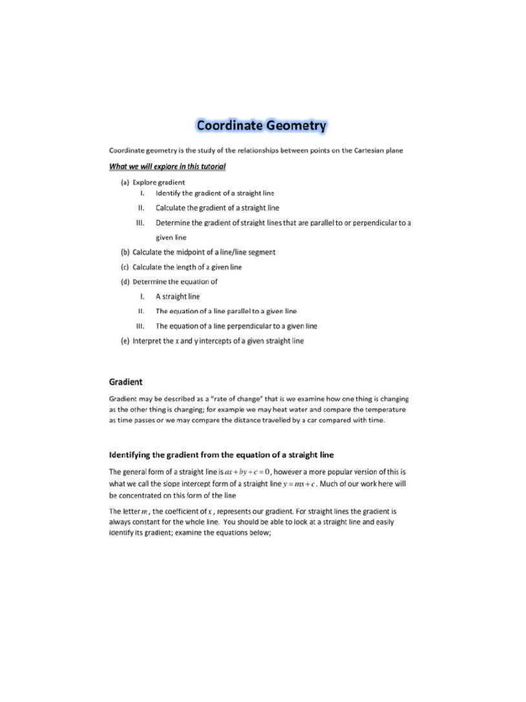 Coordinate Geometry Notes | PDF