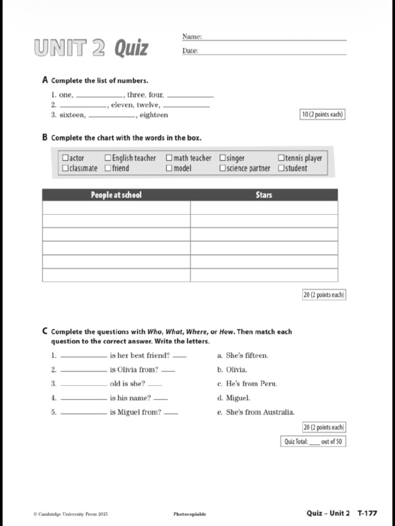 Connect Quiz Unit 2 | PDF