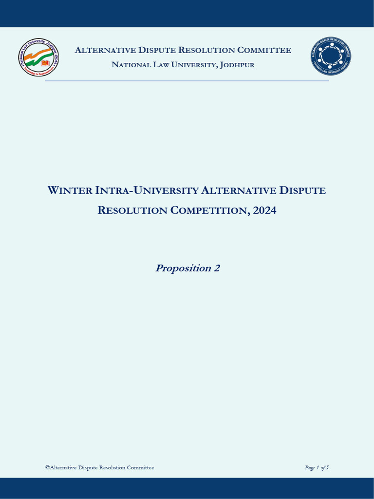 Winter Intra ADR 2024 - Proposition 2 | PDF | Negotiation | Governance