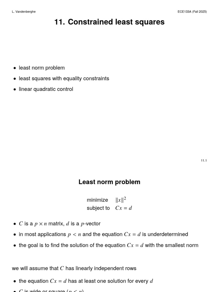 Constraint Least Squares | PDF | Ordinary Least Squares | Factorization