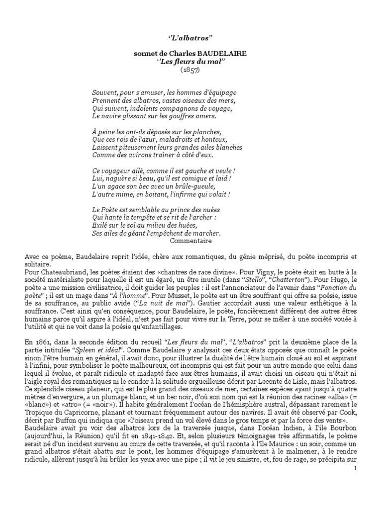 419 Baudelaire l Albatros Charles Baudelaire Les Fleurs Du Mal