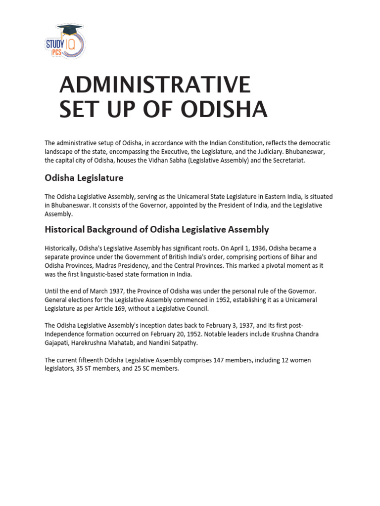 Administrative Set Up of Odisha 1707393648 | PDF | Legislature | Government