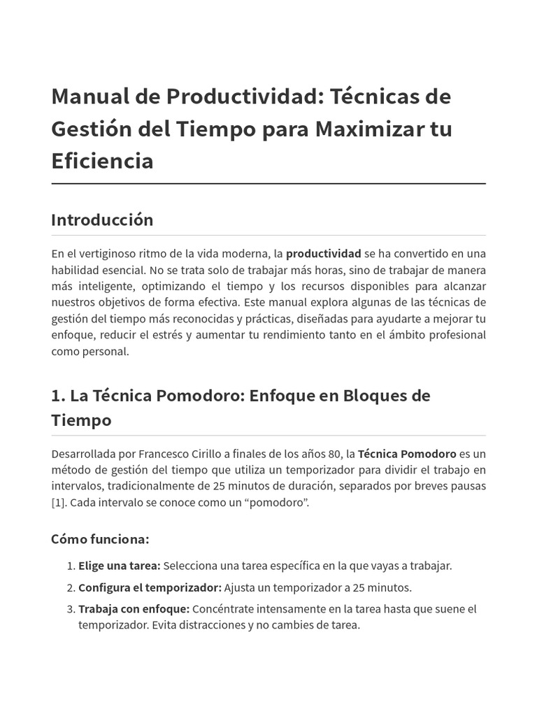 Manual Productividad Expanded | PDF | Gestión del tiempo | Habilidades ...