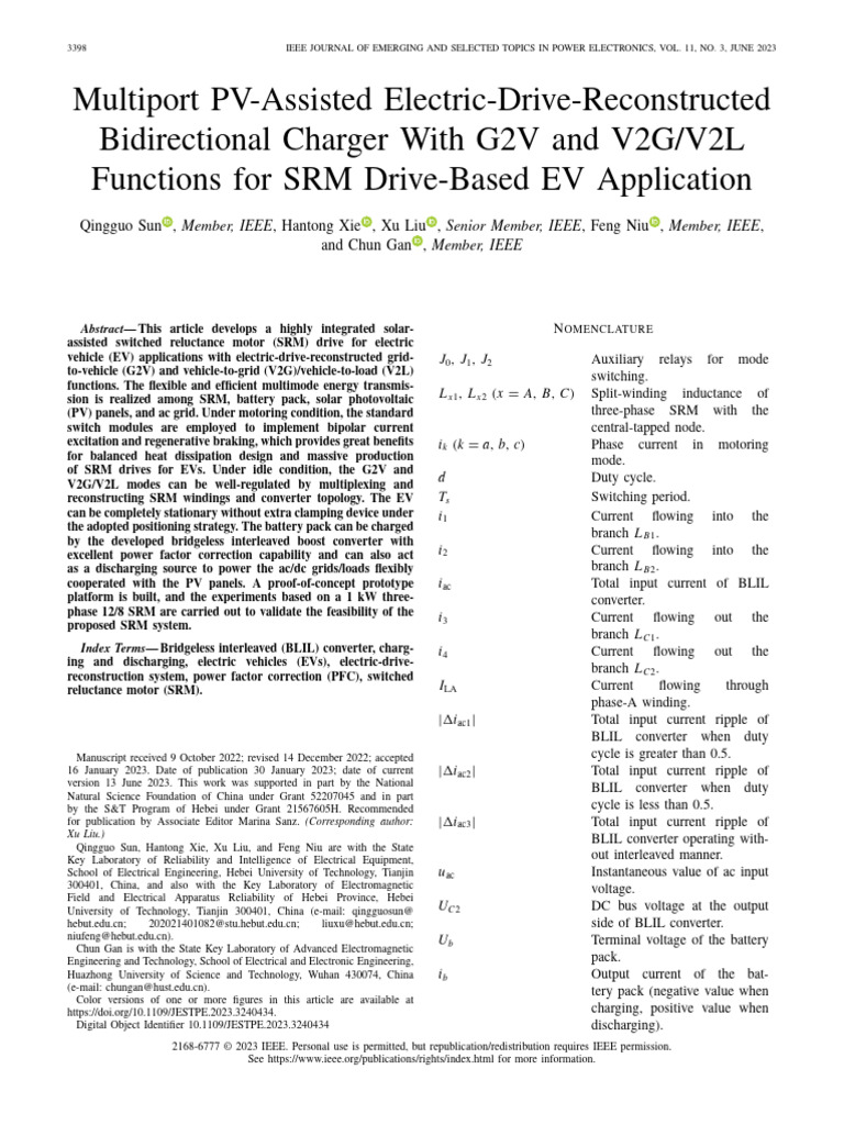 Multiport PV-Assisted Electric-Drive-Reconstructed Bidirectional ...