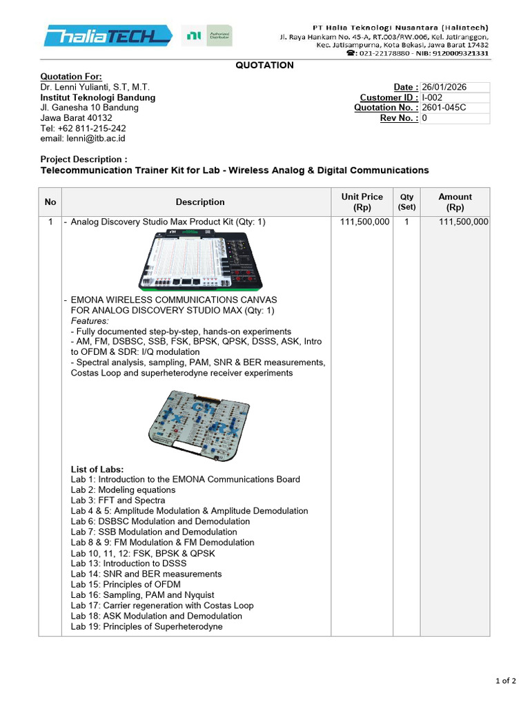 telecommunication trainer kit for lab | PDF | Frequency Modulation ...
