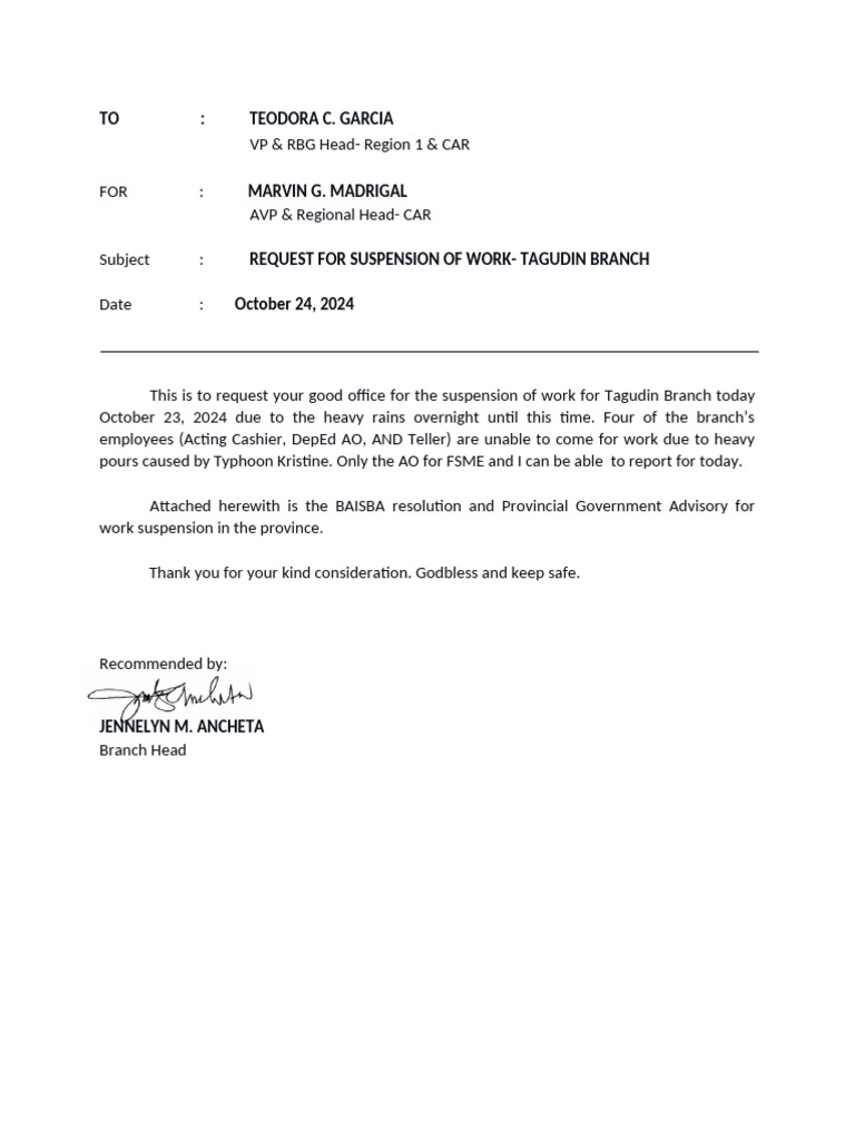 Request For Suspension | PDF