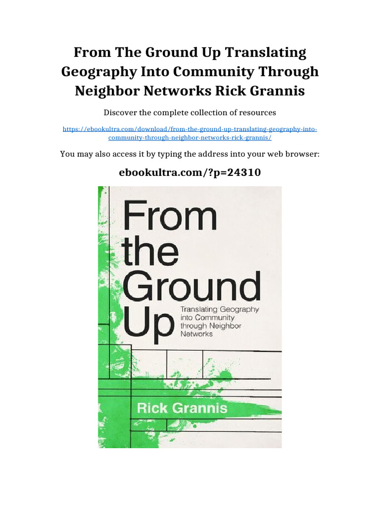 From the Ground Up Translating Geography into Community through(00)