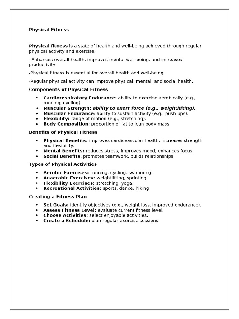 Physical Fitness Grade 6 4 Week 1 | PDF