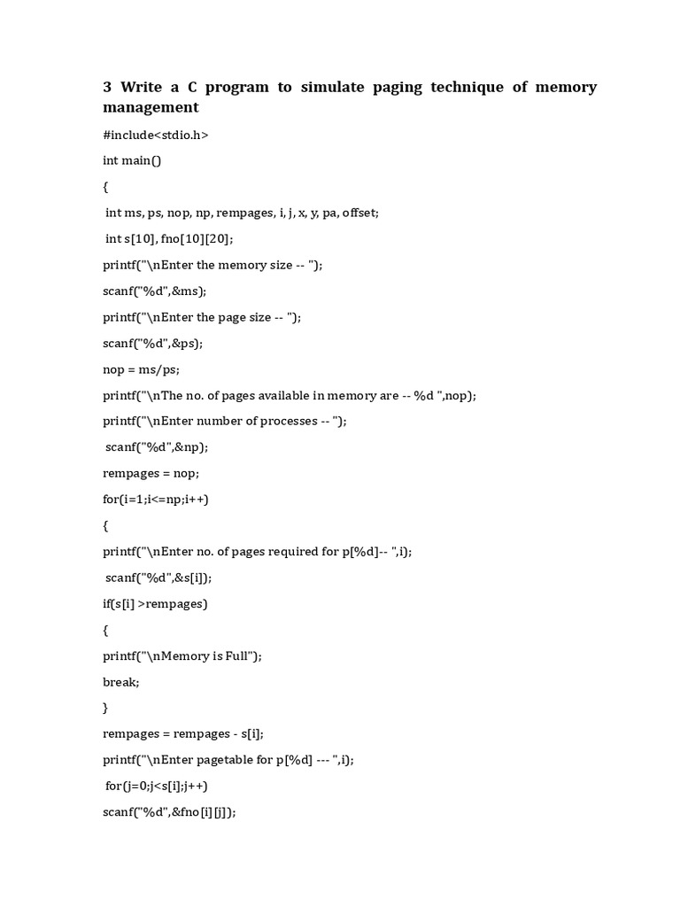 Paging Technique and 4. Bankers Algorithm | PDF | Computer Engineering ...