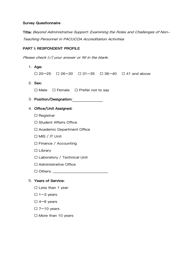 Output 1 - Objectives & Survey Draft | PDF