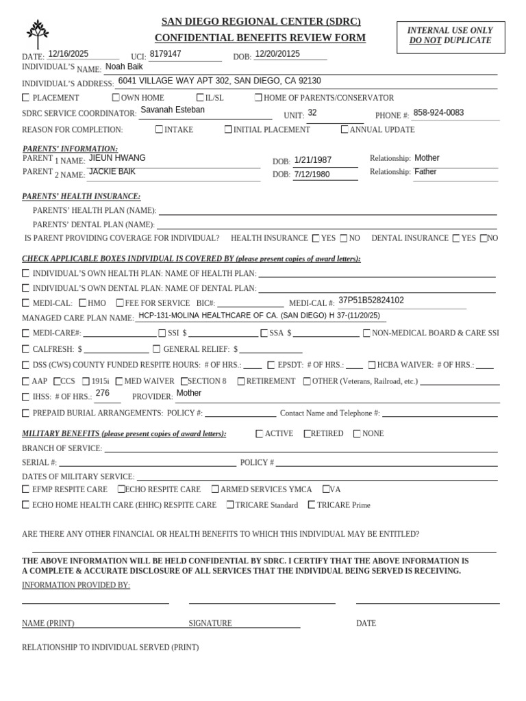 Confidential Benefits Review Form Template | PDF | Insurance | Welfare