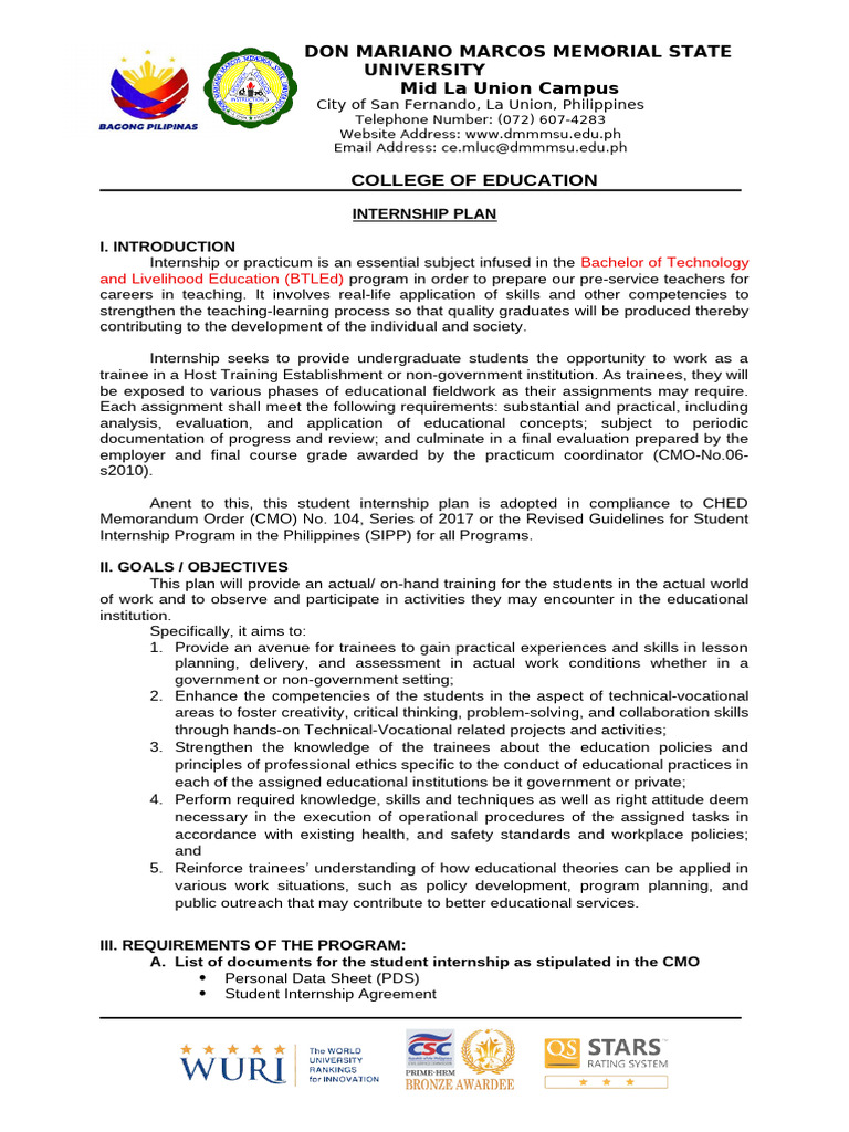 Baccuit National High School Internship Plan 1 | PDF | Teachers ...