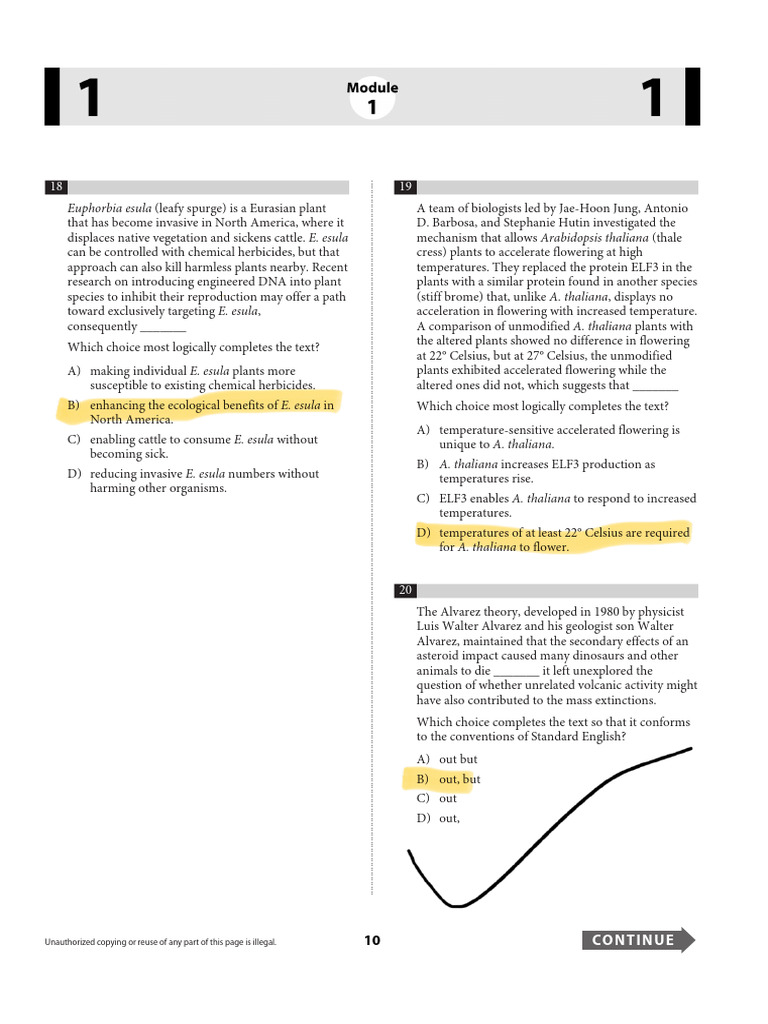 Sat Practice Test 10 Digital PDF | PDF | Arabidopsis Thaliana