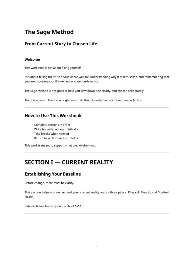 The Sage Method - Client Workbook | PDF | Mental Health | Value (Ethics)