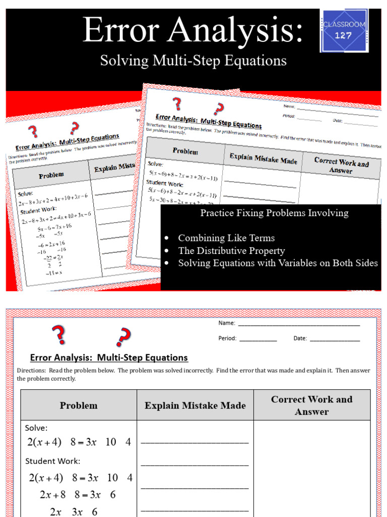 Error Analysis:: Solving Multi-Step Equations | PDF | Equations ...