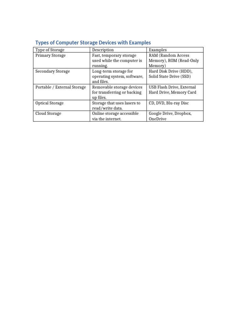 Types of Computer Storage Devices | PDF