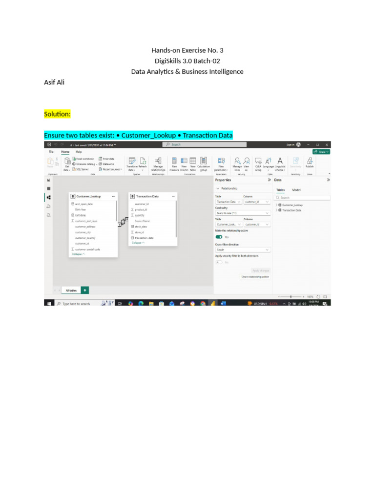 Solution Data Analytics Hand On Exercise No 3 | PDF