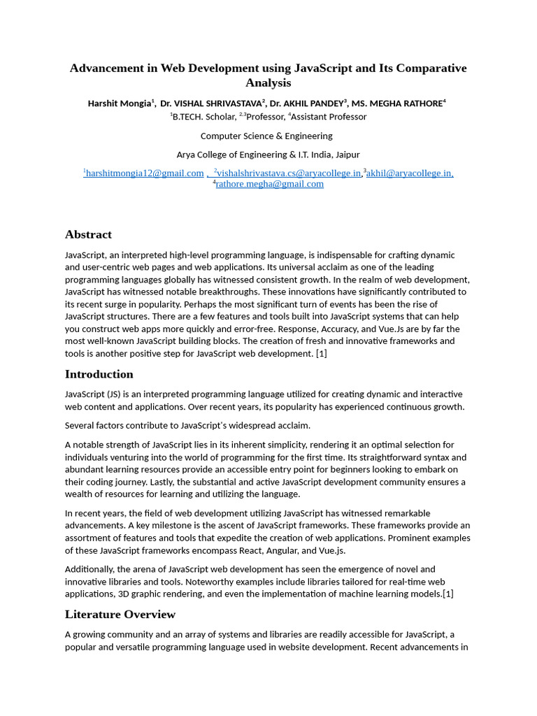 Final Research Paper - 1 | PDF | Web Development | Java Script