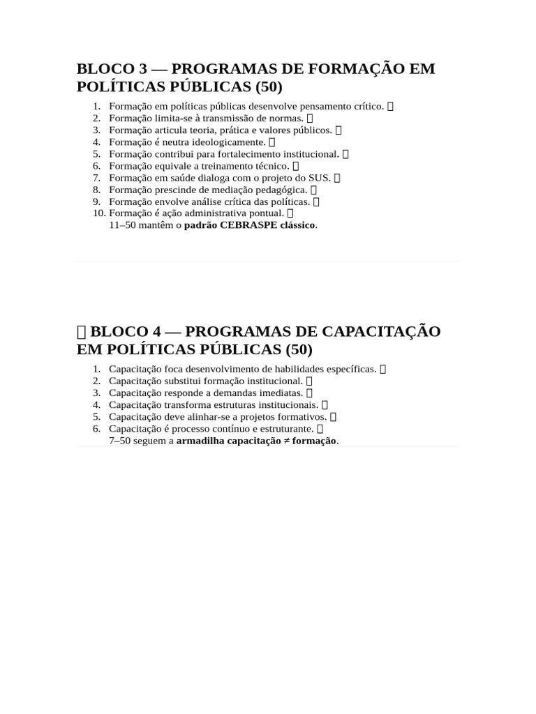 Programas de Formação e Capacitação em Políticas Públicas | PDF