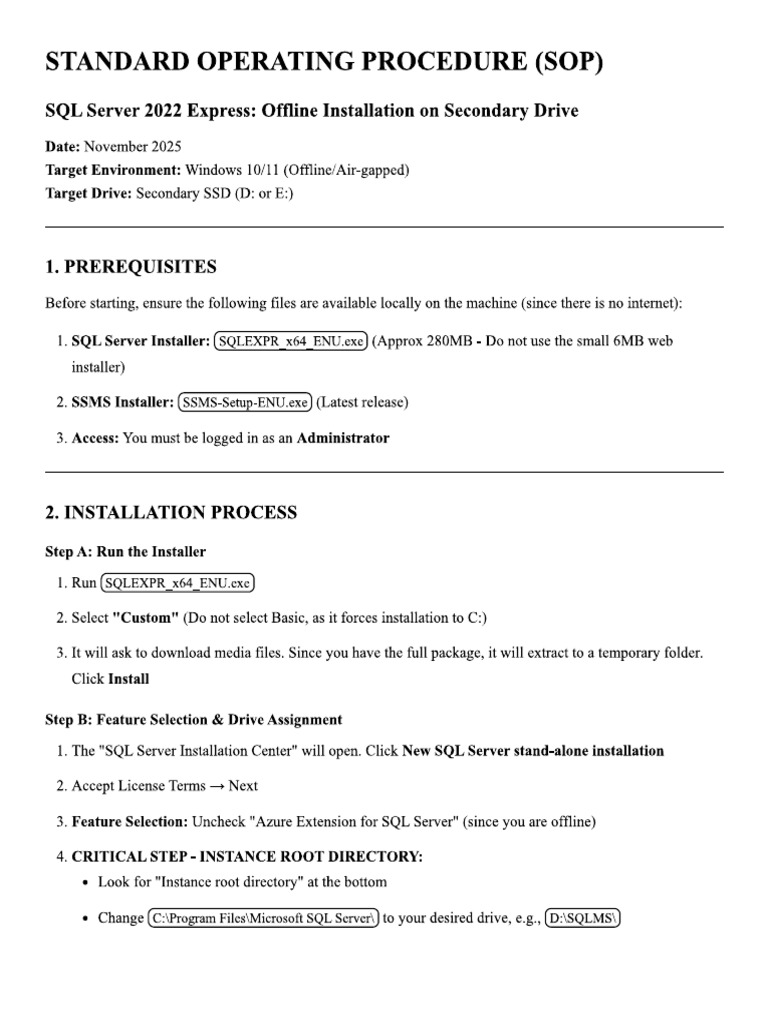 Basic SQL Server Setup Instructions and Troublshooting | PDF