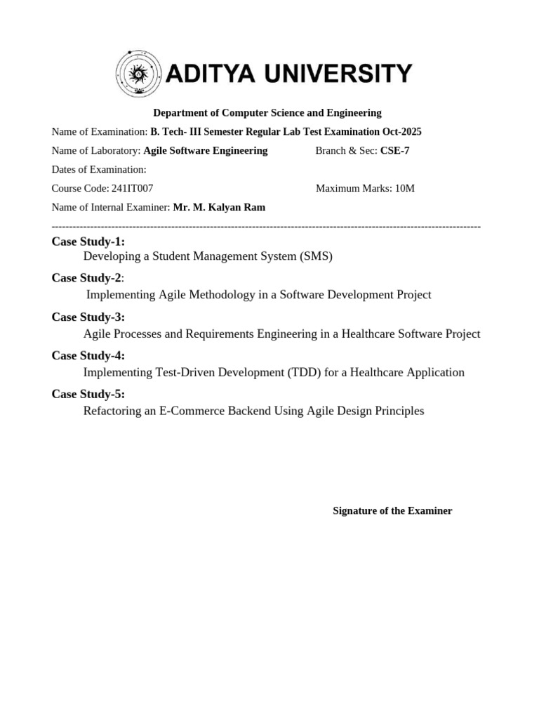 AR24_Agile SE_LAB Internal Question Paper (1) | PDF