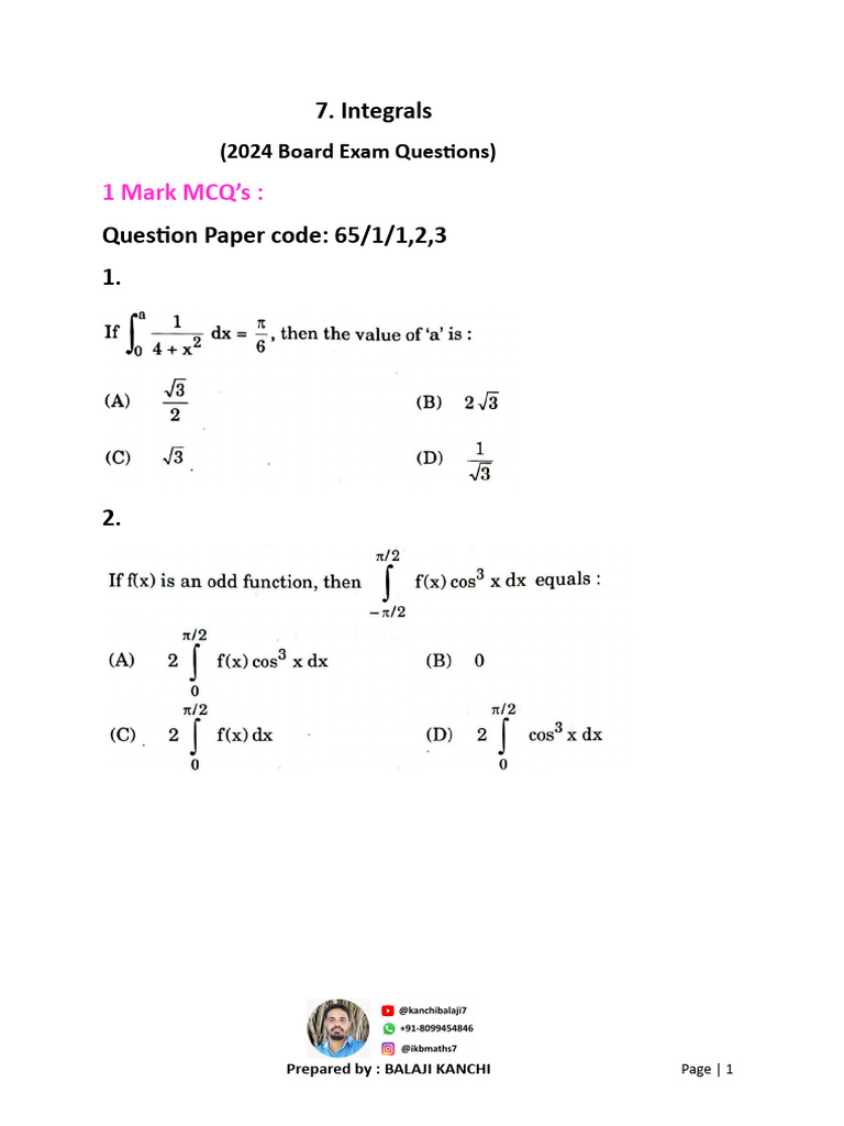 Integrals | PDF