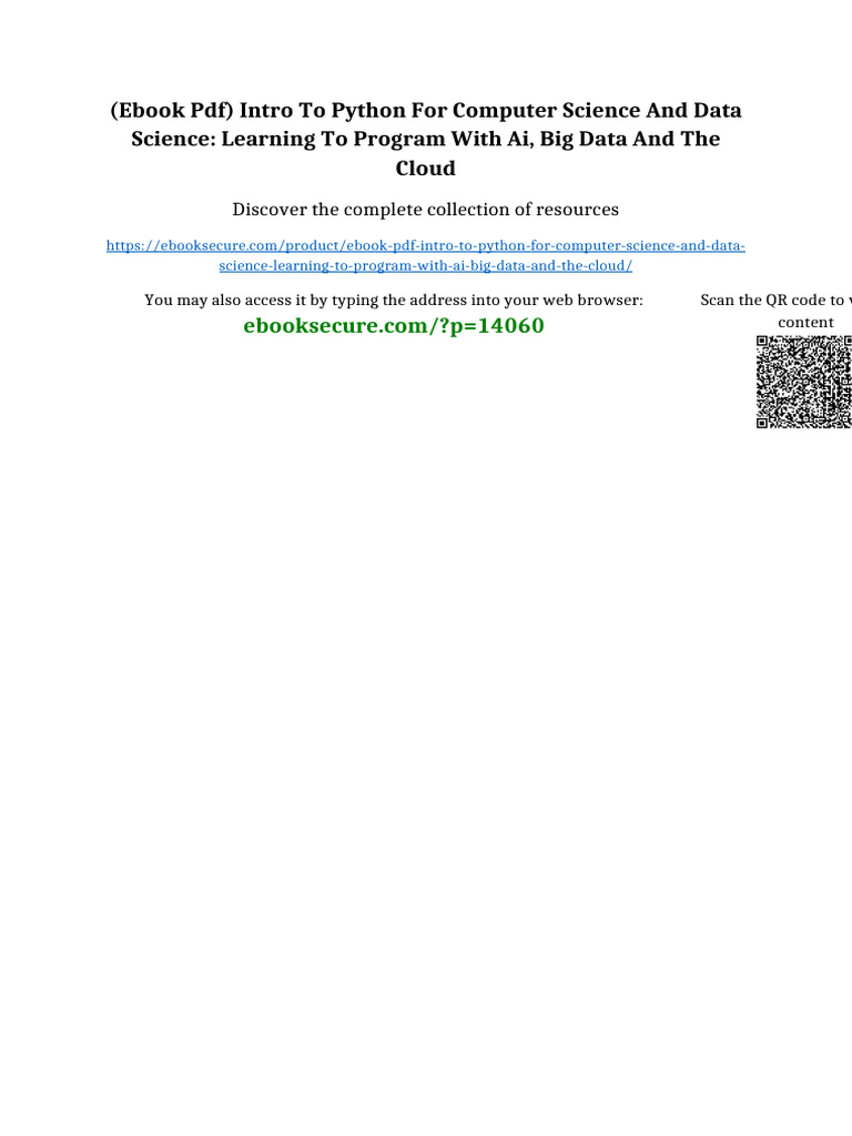 (eBook PDF) Intro to Python for Computer Science and Data Science ...
