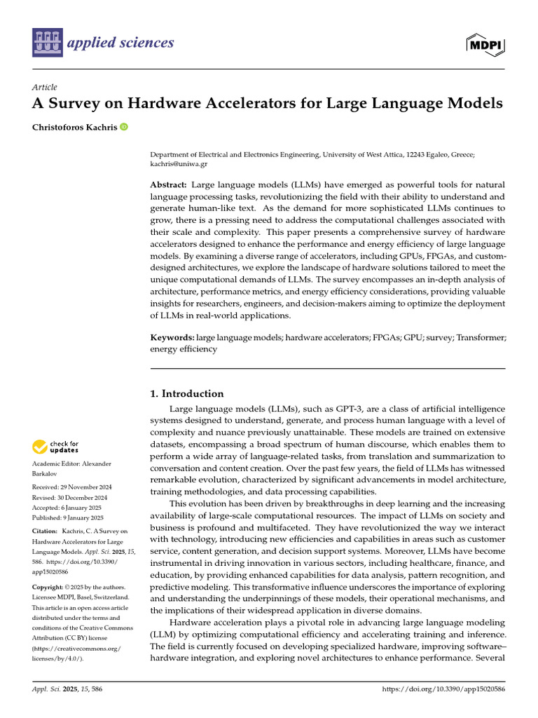 ASurvey OnHardware Accelerators For Large Language Models | PDF | Field ...