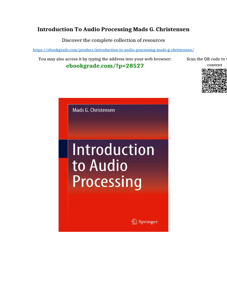 Introduction to Audio Processing Mads G. Christensen pdf version | PDF ...